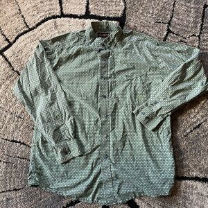 Ariat Men's Lg Western Green Patterned Button-Down Shirt - Casual Long Sleeve
